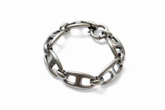 Puffed Buckle Link Silver Bracelets