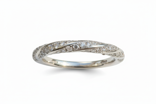 925 Sterling Silver Twist band with Cubic Zirconia stones