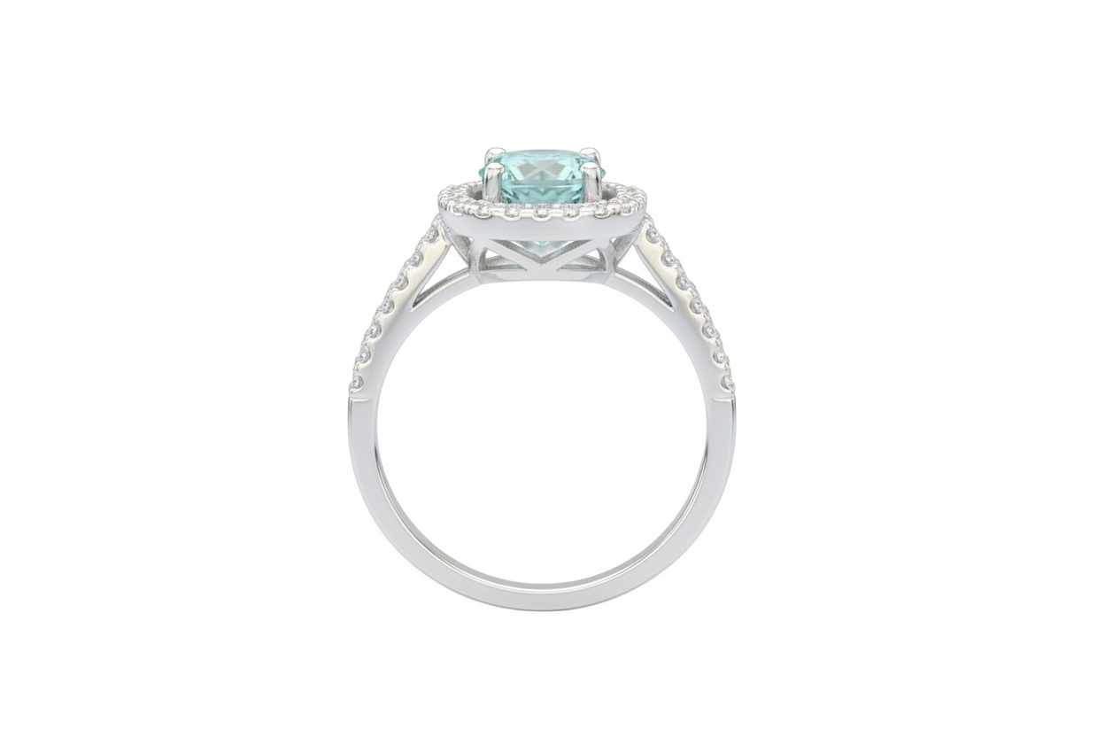925 Sterling Silver halo Cubic Zirconia stones and Topaz lab grown middle stone