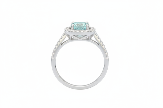 925 Sterling Silver halo Cubic Zirconia stones and Topaz lab grown middle stone