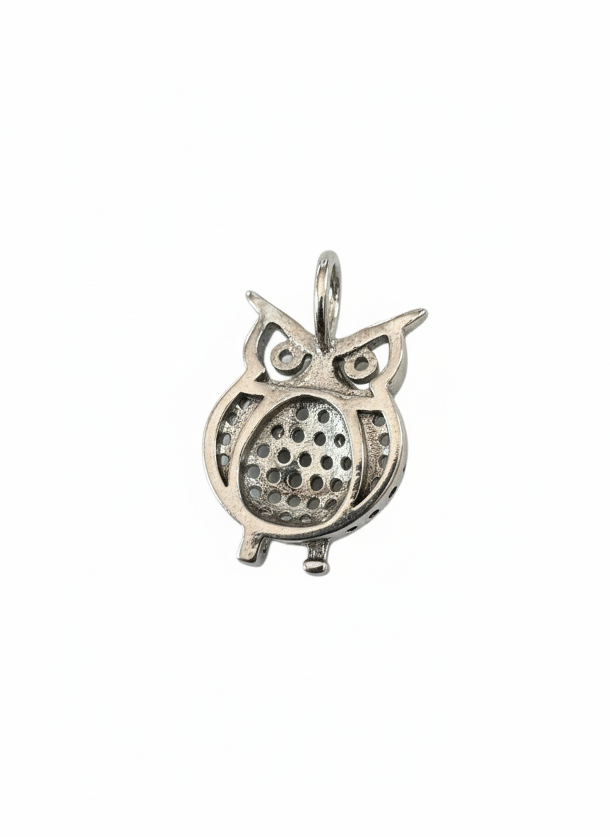 Cubic Owl Pendant Sterling Silver