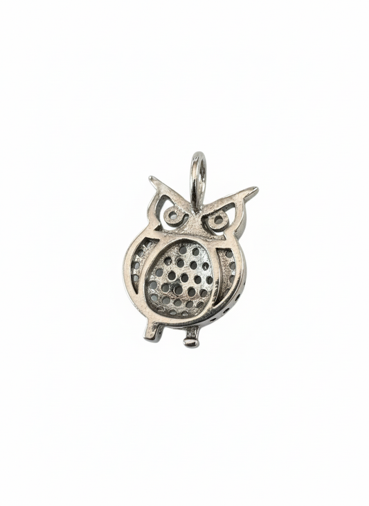 Cubic Owl Pendant Sterling Silver