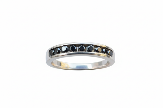 925 Sterling Silver ring with black Cubic Zirconia stone