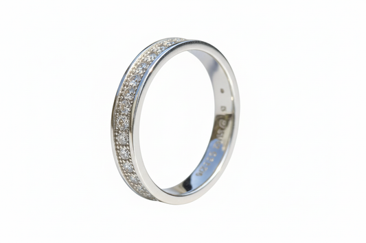 925 Sterling Silver band with 21 round Cubic Zirconia stones