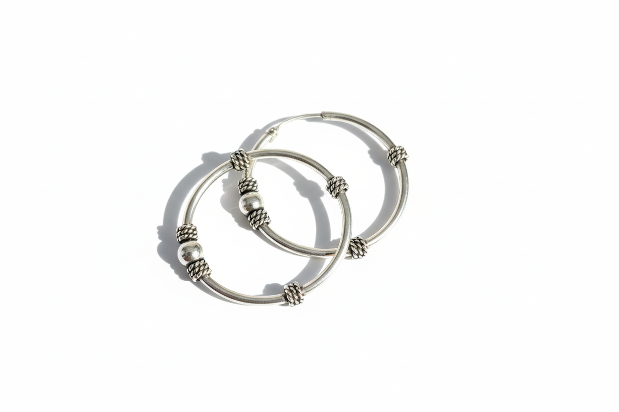 Hoop Rope Sterling Silver Earrings