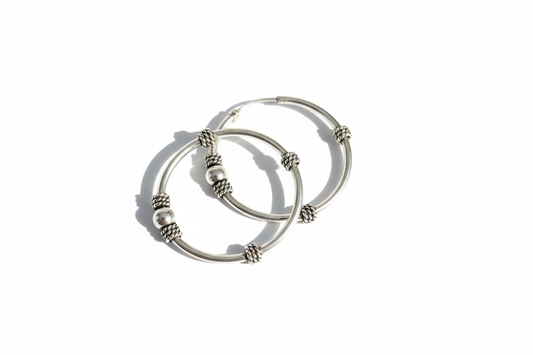 Hoop Rope Sterling Silver Earrings