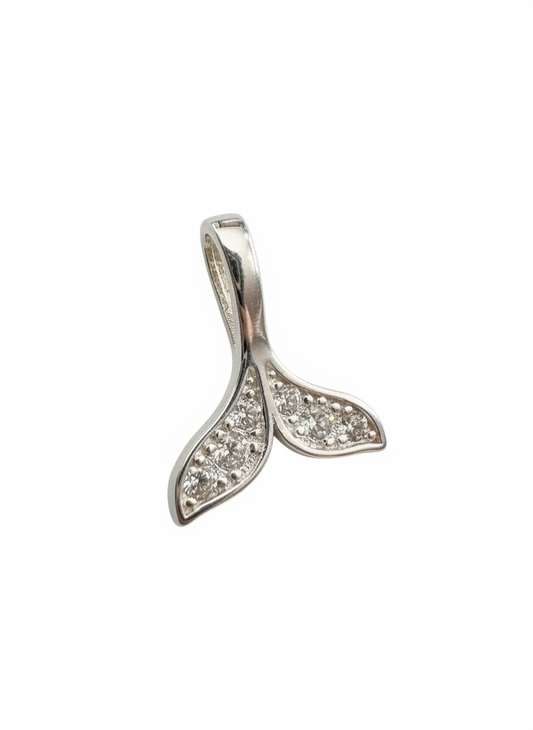 Cubic Dolphin Tail Pendant Sterling Silver