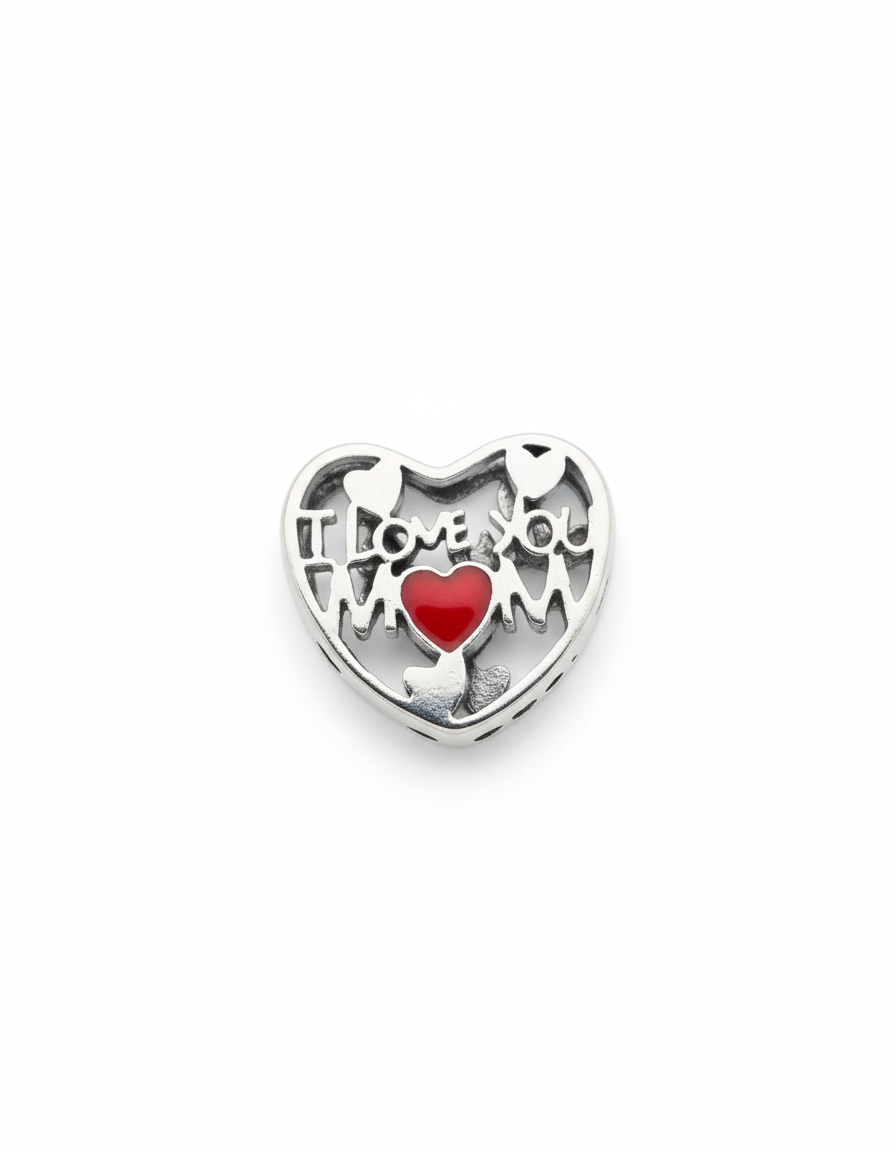 Pandora Compatible I Love you Mom Pendant Sterling Silver