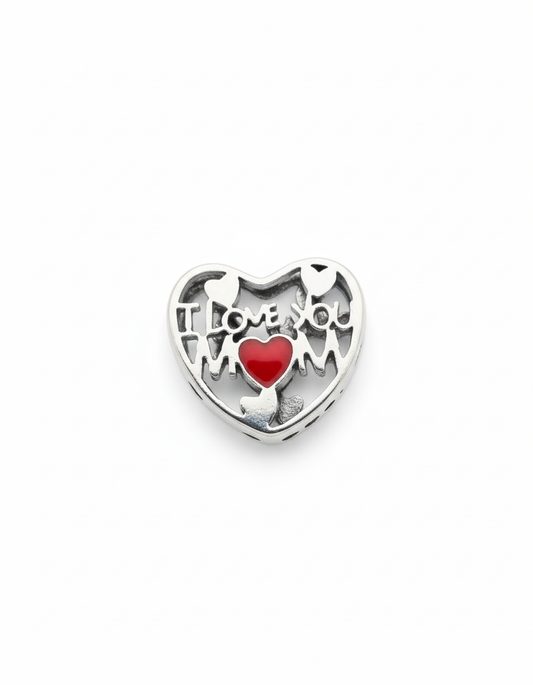 Pandora Compatible I Love you Mom Pendant Sterling Silver