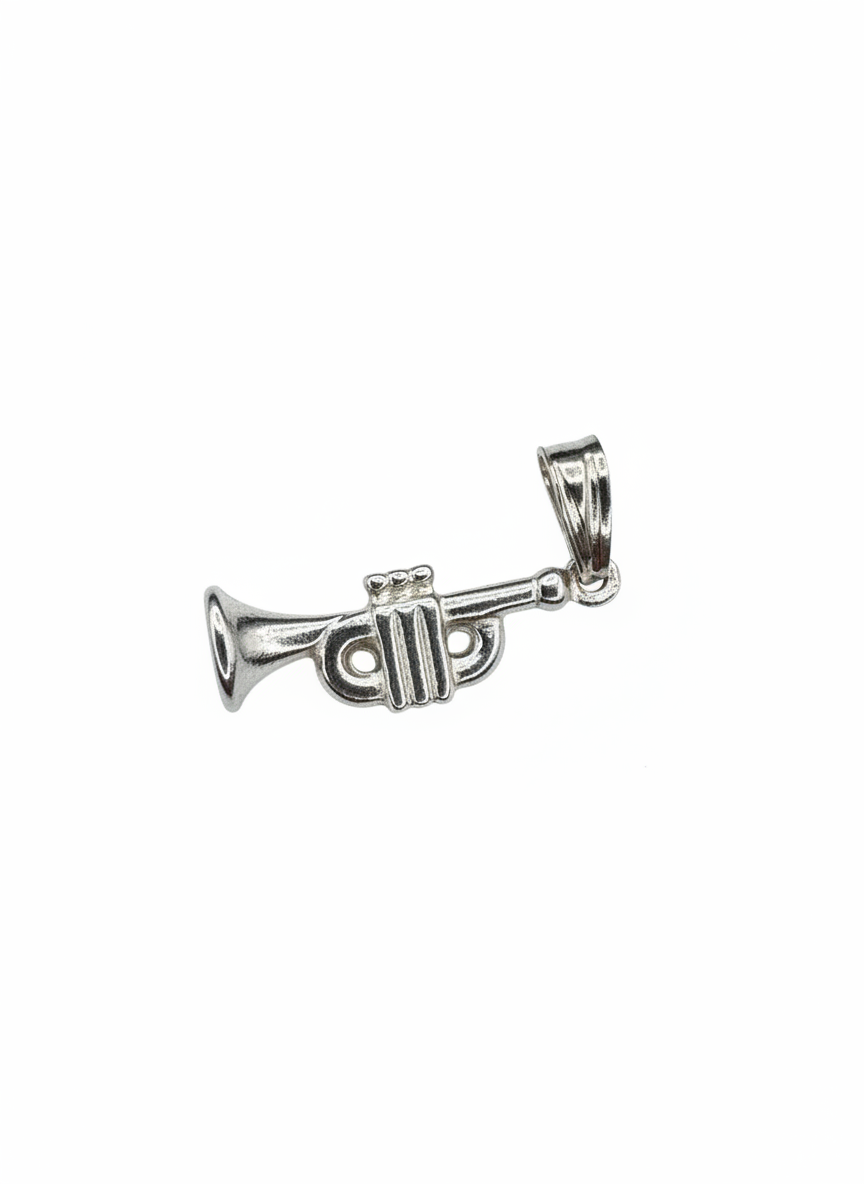 Vintage Trumpet Pendant Sterling Silver