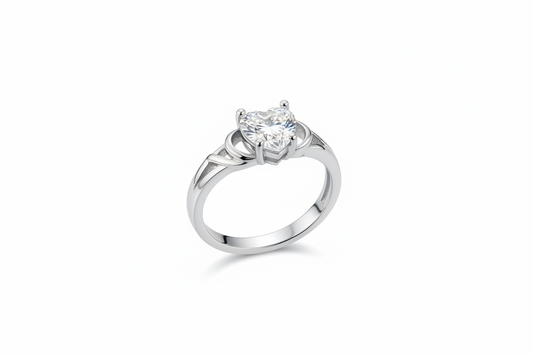 Heart shape with heart Cubic Zirconia Stone Stainless Steel Ring