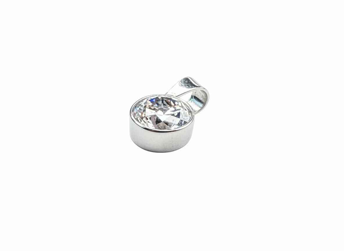 Cubic Zirconia Closed Sterling Silver Pendant