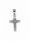 Load image into Gallery viewer, Hollow 2 Side Cross Pendant Sterling Silver with Cubic Zirconia Stones
