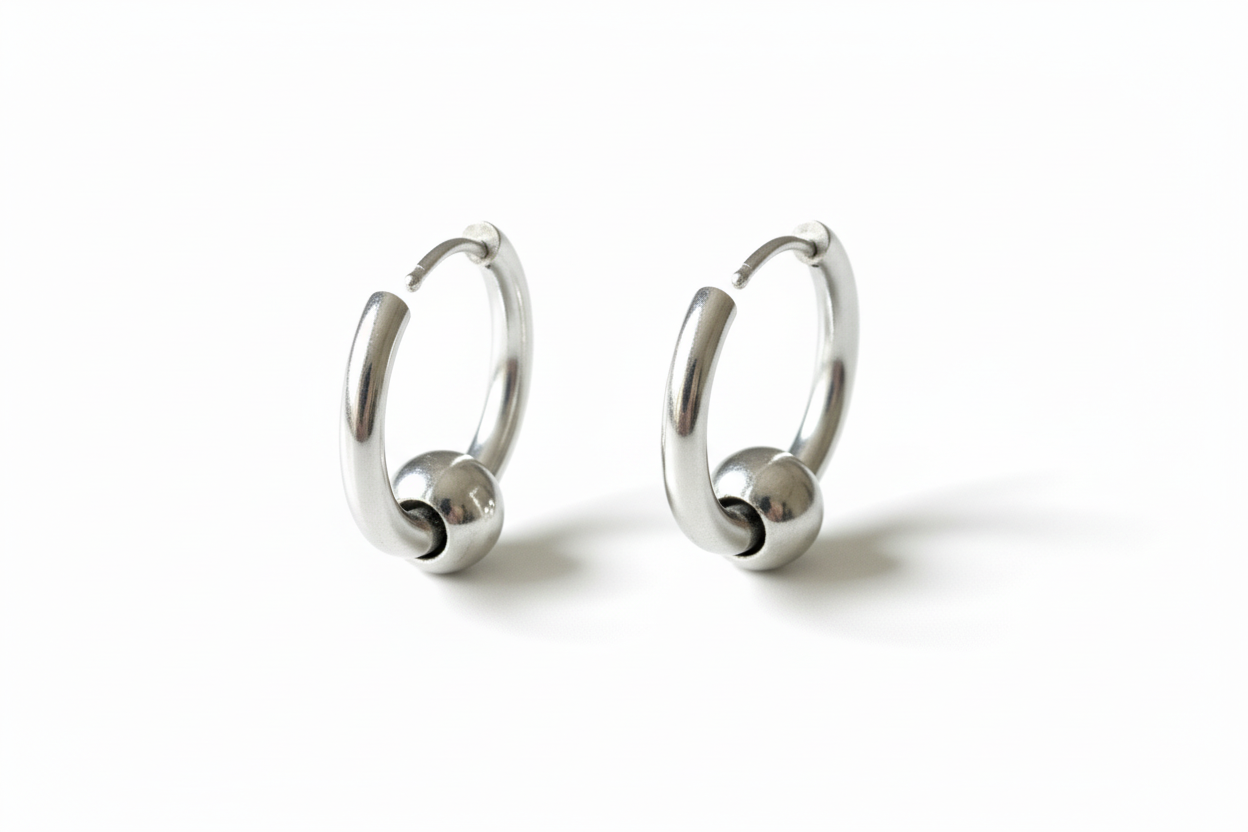 Single-Ball Hoop Earring