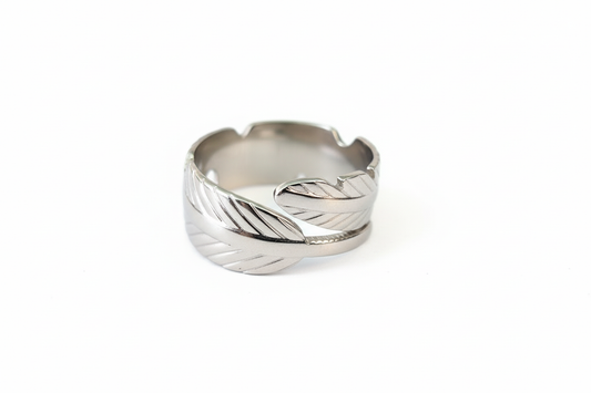Leave with stem Stainless Steel Ring