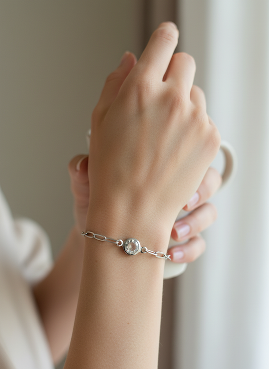 Clear Cubic Paperclip Bracelet