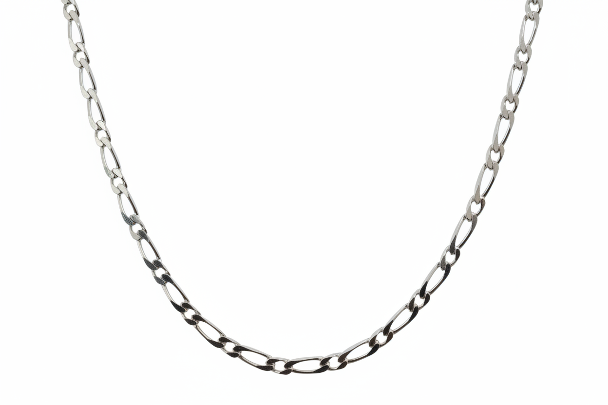 Curb Figaro Link Silver Necklace