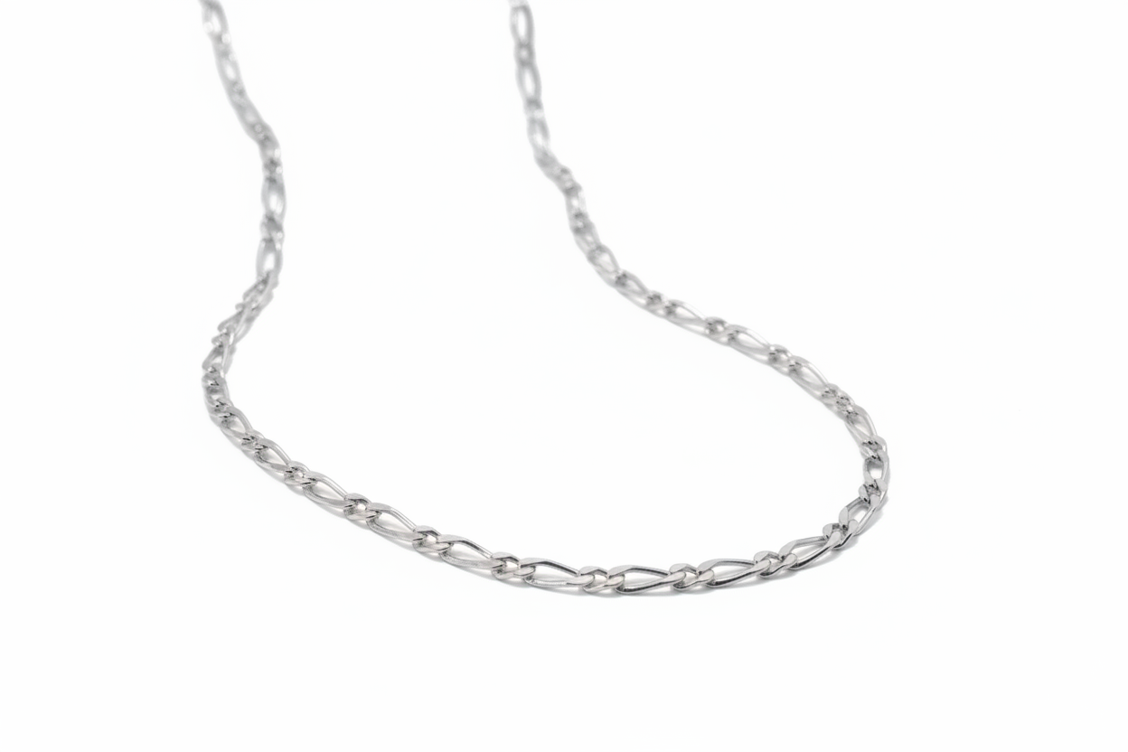 Curb Figaro Link Silver Necklace