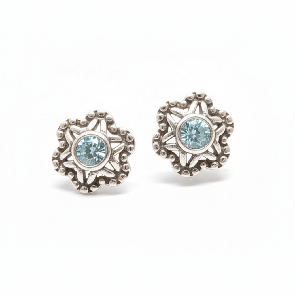 Vintage Starburst 925 Sterling Silver Earrings