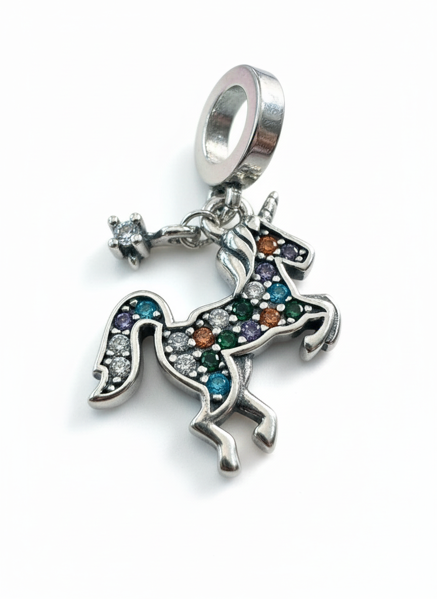 Pandora Compatible Unicorn Pendant Sterling Silver