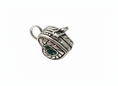 Load image into Gallery viewer, Vintage Heart Box with Green Cubics Sterling Silver Pendant
