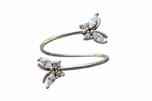 925 Sterling Silver butterfly ring Cubic Zirconia stones