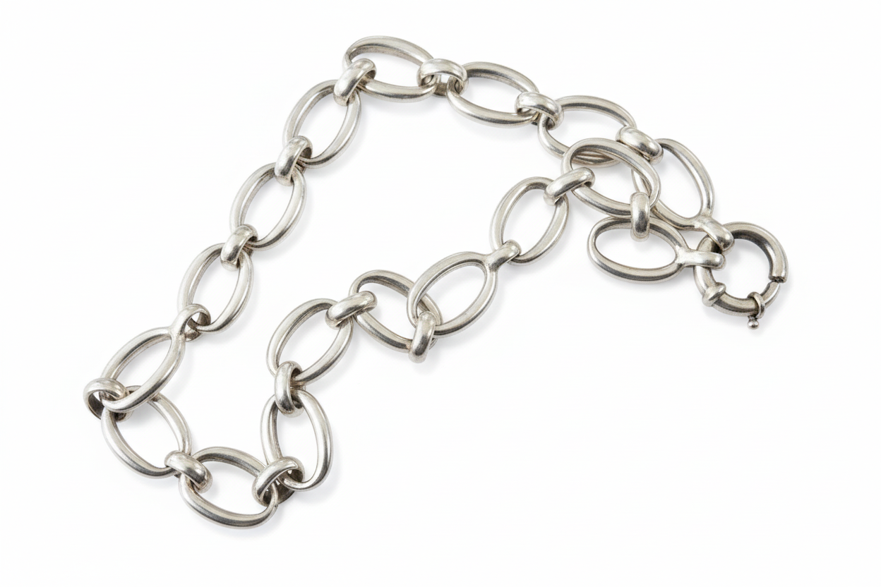Hollow Oval Cable Chain 925 Sterling Silver Necklace