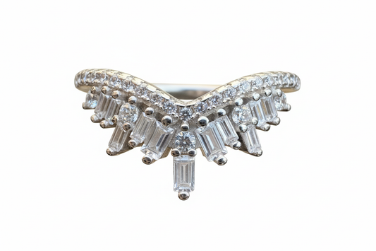 925 Sterling Crown Cubic Zirconia Ring with Cubic Zirconia Stones