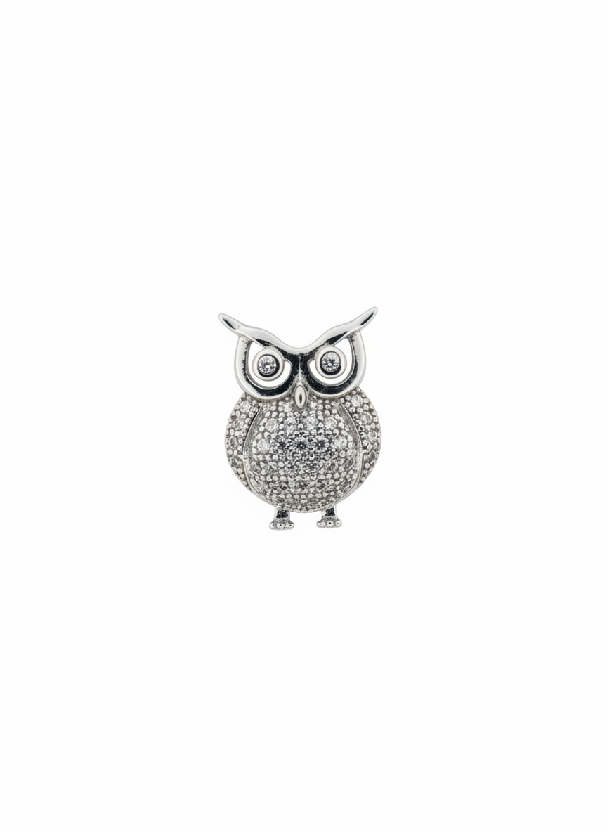 Cubic Owl Pendant Sterling Silver
