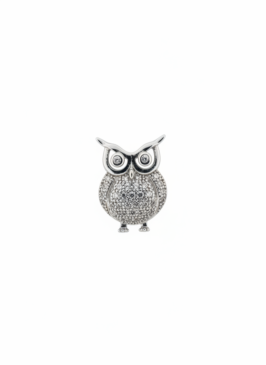 Cubic Owl Pendant Sterling Silver