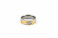 Load image into Gallery viewer, Gold Edged and Silver Striped Stainless Steel Ring
