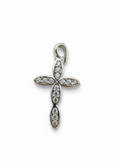 Load image into Gallery viewer, Oval Cross Pendant Sterling Silver with Cubic Zirconia Stones
