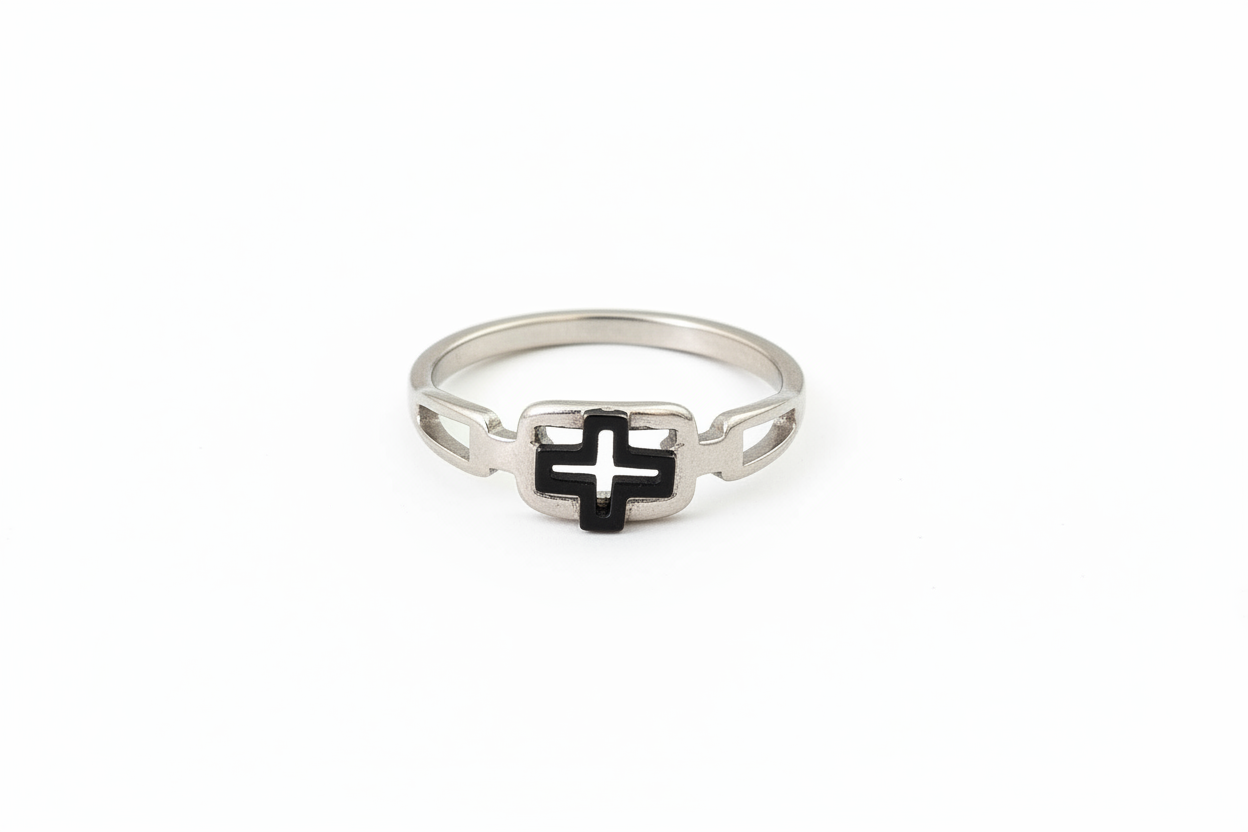 Black cross Stainless Steel Ring