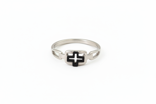 Black cross Stainless Steel Ring
