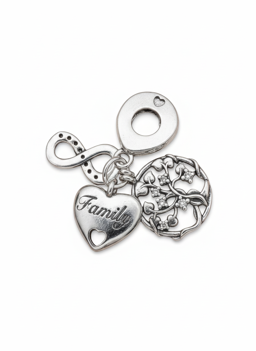 Triple Family Love Pendant Sterling Silver