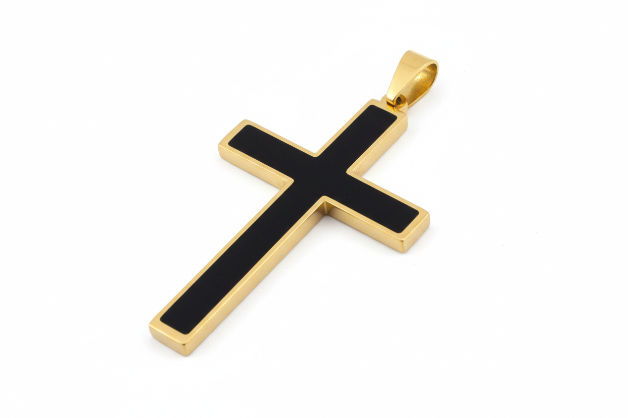 Black Inlay Gold Latin Cross
