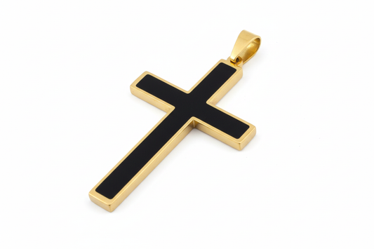 Black Inlay Gold Latin Cross