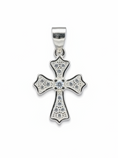 Load image into Gallery viewer, Tiny Templar Cubic Zirconia Cross Sterling Silver Pendant
