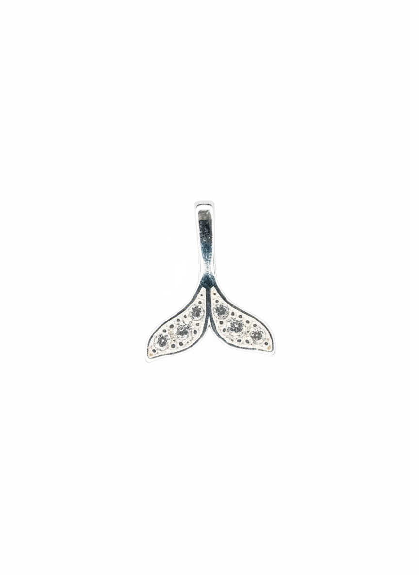 Cubic Dolphin Tail Pendant Sterling Silver