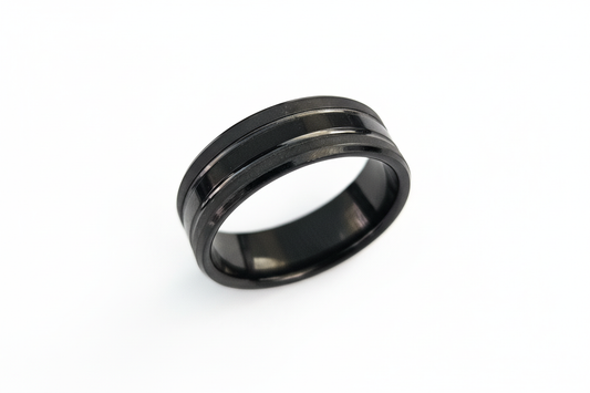 7.6 mm Black Stainless Steel Ring