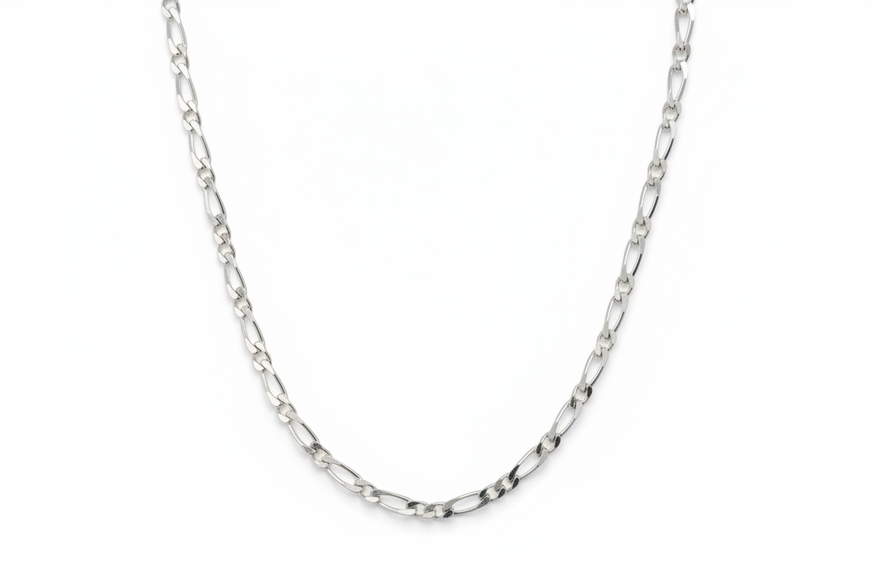 Curb Figaro Link Silver Necklace