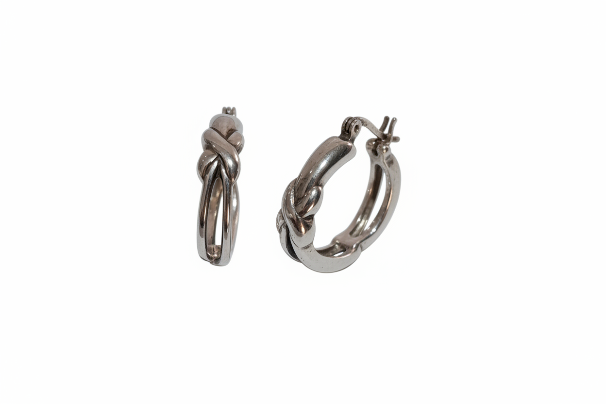 Pair of silver hoop earrings