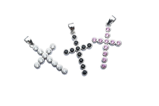 Cubic Zirconia Cross Sterling Silver Pendant