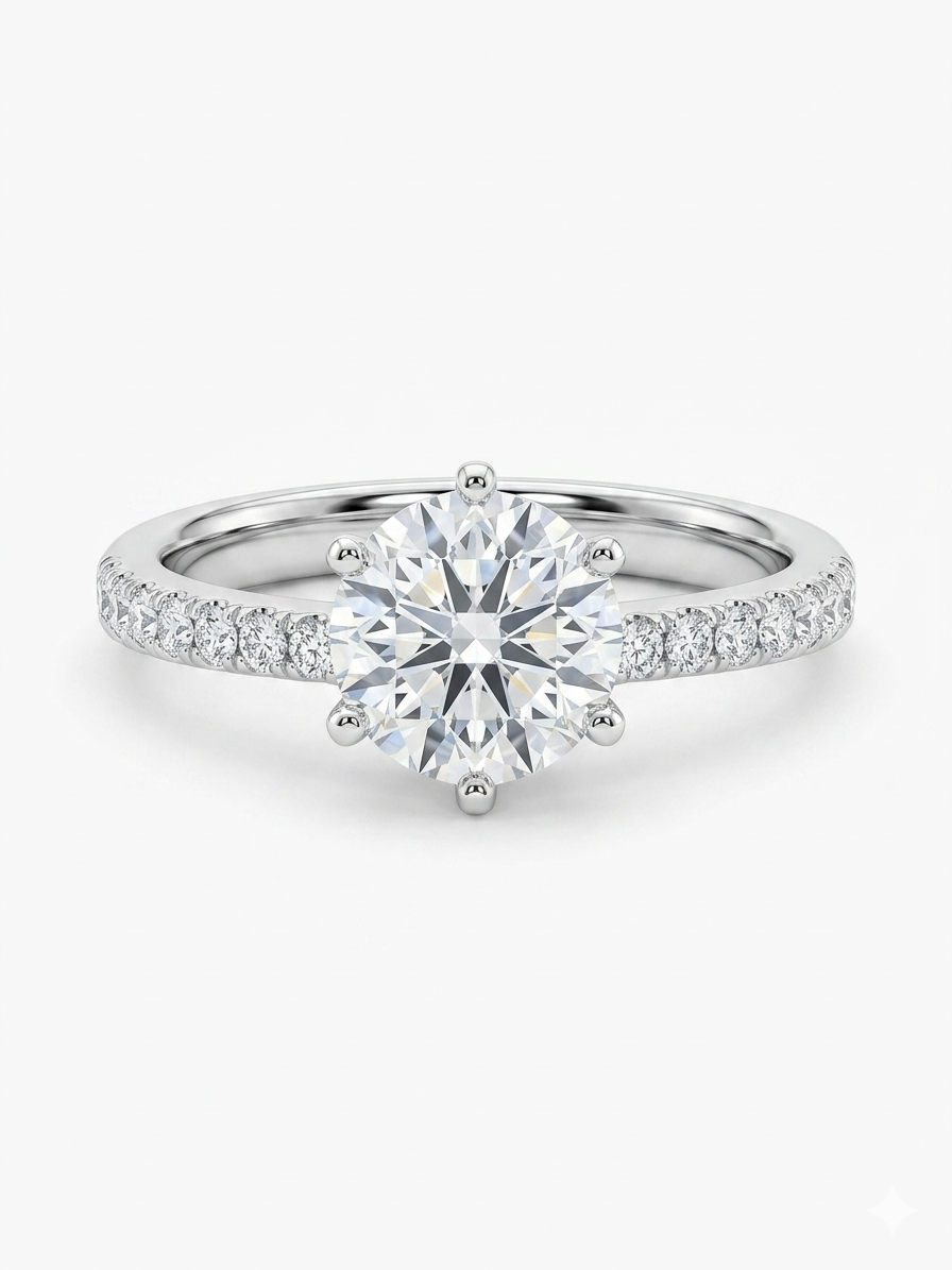 Pavé Solitaire 925 Sterling Silver Ring
