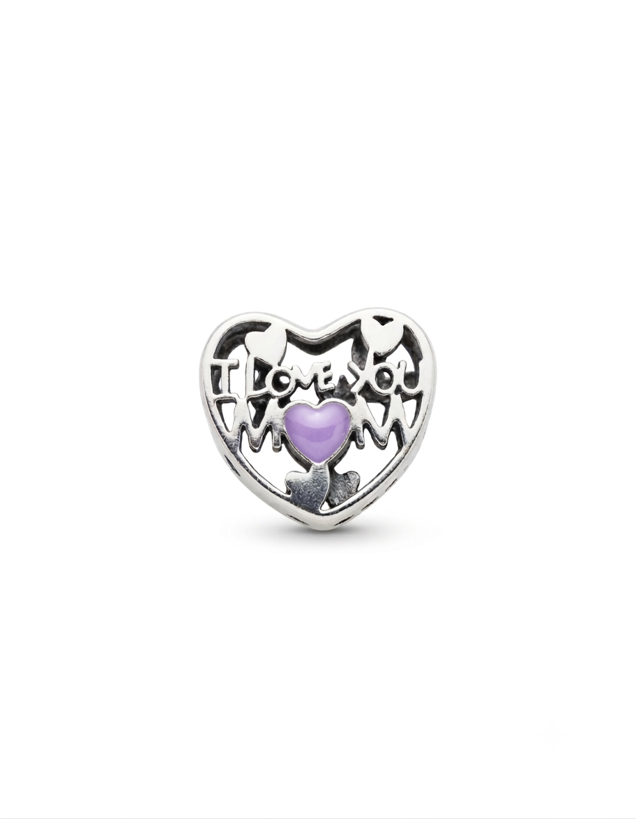 Pandora Compatible I Love you Mom Pendant Sterling Silver