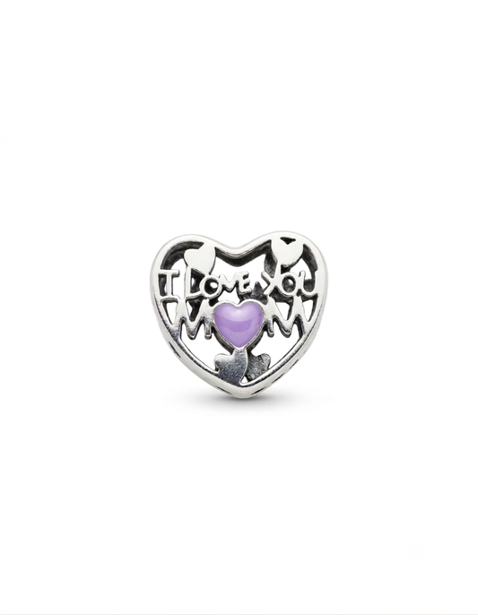 Pandora Compatible I Love you Mom Pendant Sterling Silver