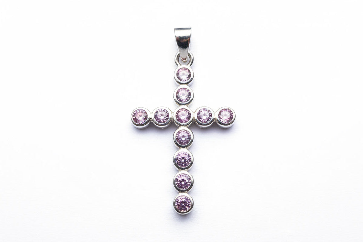 Cubic Zirconia Cross Sterling Silver Pendant