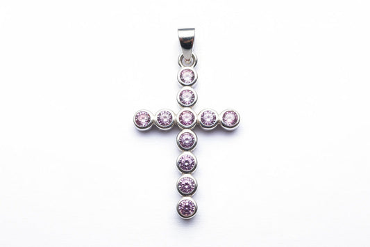 Cubic Zirconia Cross Sterling Silver Pendant