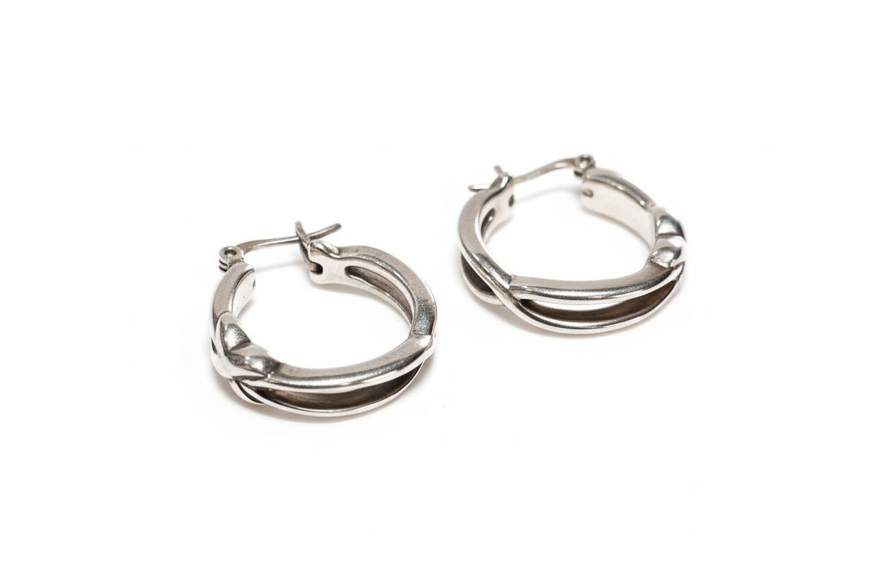Pair of silver hoop earrings