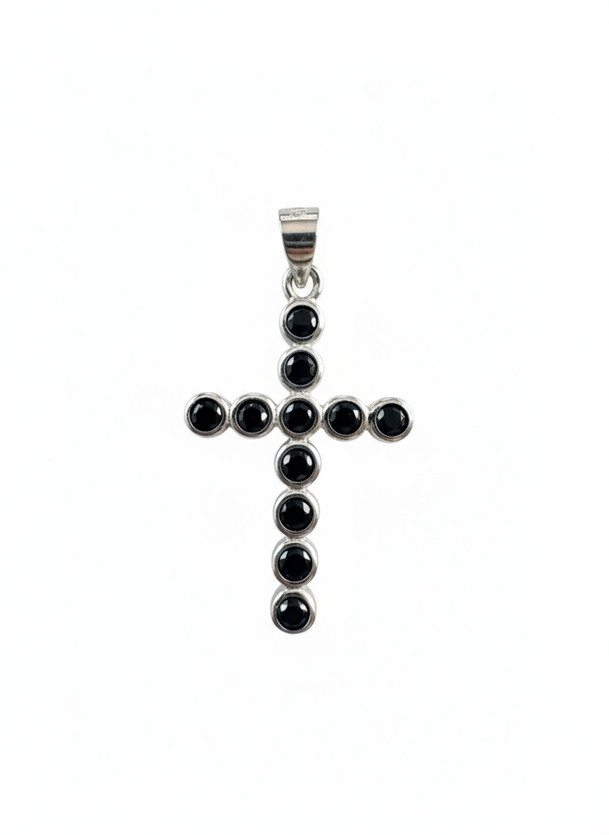 Cubic Zirconia Cross Sterling Silver Pendant
